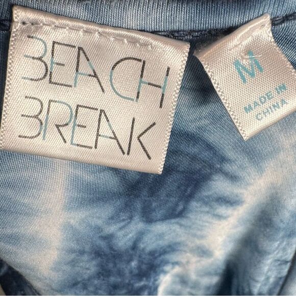 Beach Break blue and white tie dye gathered racerback dress size medium - Picture 4 of 6